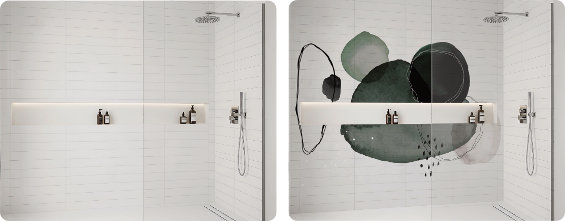 Abstract Tile Wall Art for Contemporary Shower Interior